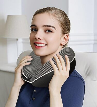 Подушка для шиї у літак, автобус, поїзд: компактна, з memory foam, ергономічна, з чохлом, для комфортного сну