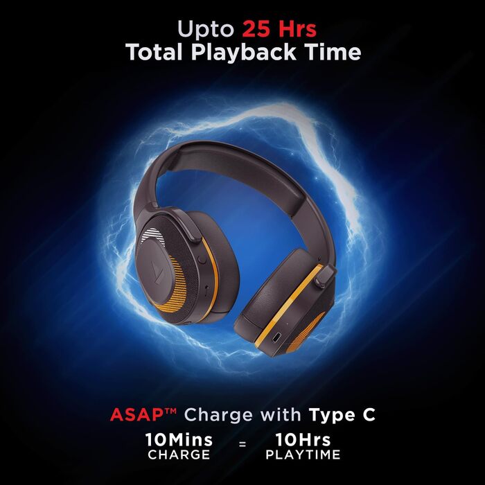 Boat Rockerz 425 Бездротові навушники Bluetooth з мікрофоном, 25 годин роботи, Dual Pairing, Orange