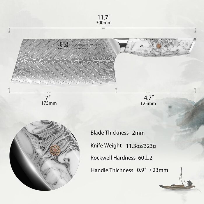 Японський ніж SHANGDAO Kiritsuke 20 см з 67 шарів сталі, ніж для м'яса та нарізки, суші-ніж, подарунок для кухні