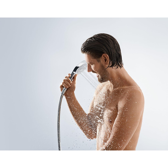 hansgrohe Croma Select S - Showerhead, Hand Shower with 3 Spray Patterns, Round Showerhead (110 mm), Showerhead with Anti-Limescale Function, White/Chrome, 26802400 (3 Spray Patterns (Multi))