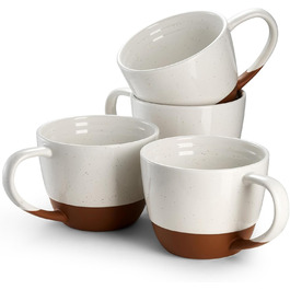 DOWAN Mug Set of 4 - 530 ml Stylish Coffee Mug Set Modern - Dishwasher and Microwave Safe, Scratch-Resistant - Tea and Coffee Cup Set Porcelain - Alabaster White