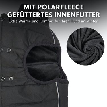 Spark Paws Warmshield™ Dog Jacket Winter Coat, Warm Fleece, Water-Resistant, Windproof, Reflective Vest, Suitable for Medium and Large Dogs, Cold Protection Snow Jacket Parka - Black - M