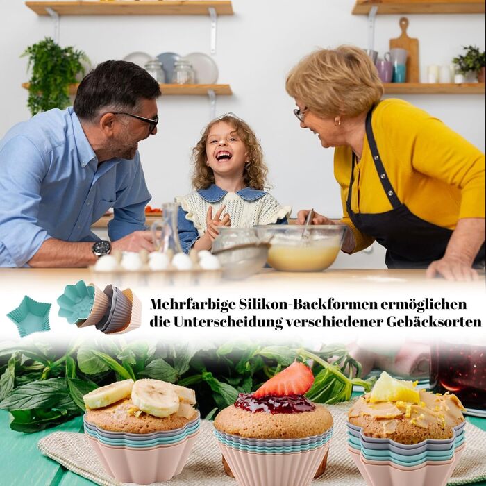 24/36 Формочки для мафінів з силікону, 6 типів, багаторазові, антипригарні, для випічки, кольорові