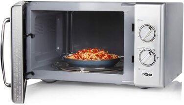 Мікрохвильова піч DOMO DO3125 Retro, 25L, 900W, білий/сріблястий, 6 рівнів потужності, таймер до 30 хв, функція розморожування, звуковий сигнал