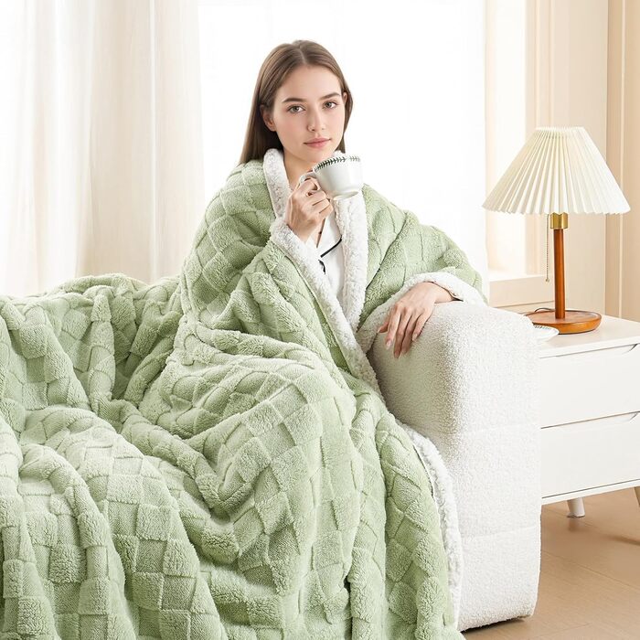 Плед Gracelife Sherpa з м'якого флісу, великий, теплий, 150 x 200 см (80'*90', світло-сірий)