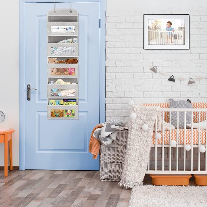 Організатор для підвішування з 5 прозорими кишенями, 2 гачками, для шафи, дверей, ванної, дитячої кімнати, вітальні, спальні. Організація простору. Абстрактний принт