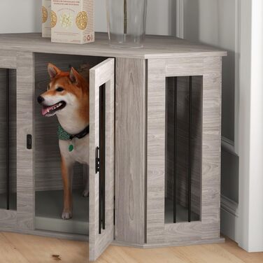 Клітка для собак PawHut з замком, подушкою, з металу, для дому, 80 x 56 x 63 см (волоський горіх)