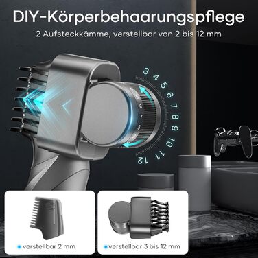 Триммер для тіла Kensen V-подібний чоловічий для гоління інтимної зони. Вологостійкий тілотриммер з насадками для ніг, грудей, пахв та зони бікіні.