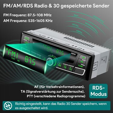 Автомобільна магнітола Wistrue 1DIN з Bluetooth, RDS, FM/AM, USB, AUX, SD, MP3, підсвічування 7 кольорів, для iOS та Android