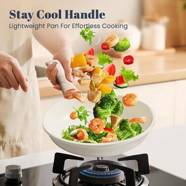 Сковорода керамічна 20 см з антипригарним покриттям для індукції, для смаження яєць та приготування їжі