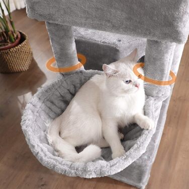 Драбина для котів Feandrea з 3 будиночками, 164 см, сірий колір (164H x 55W x 40D см)