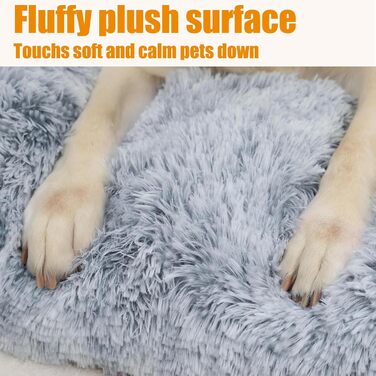 М'яке ліжко для собак середніх порід та котів, 75 x 50 x 8 см, плюшеве, миюче, Ombré-сірий