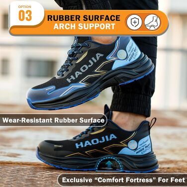 Черевики робочі чоловічі/жіночі, легкі, з металевим підноском, дихаючі, протиударні, протиковзкі, для будівель, майстерень, складу, саду (43 EU, Синій)