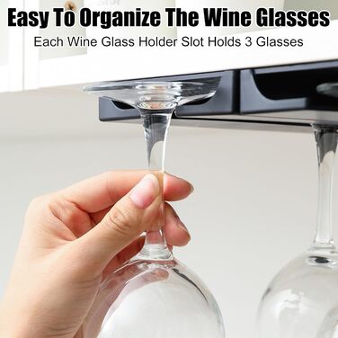 Кріплення для келихів вина, 2 шт., самоклеючі, без свердління, для кухні, бару, ресторану, готелю (чорний)