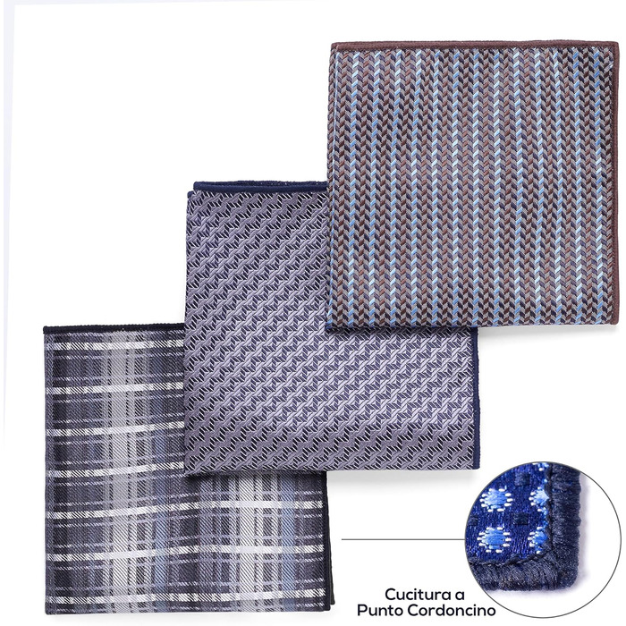 Набір краваток для чоловіків 3 шт. + 3 кишенькові хустинки | Подарунковий бокс для чоловіків | Класичний подарунок на весілля | Кольори: фіолетовий, сірий, блакитний