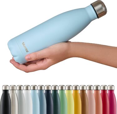 Фляга Blumtal 500 мл з нержавіючої сталі: ізольована, не протікає, BPA-free, для холодних та теплих напоїв, двостінна, стійка до корозії, блакитна