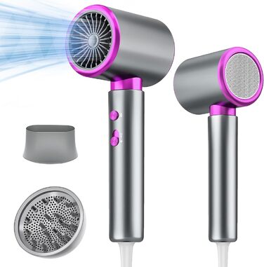 Професійний фен CUBTEM 2400W з іонізацією, для подорожей, 3 температури/2 швидкості, захист від перегріву, білий/сірий