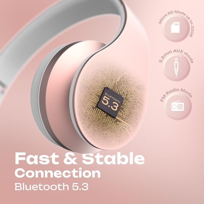 Бездротові навушники PowerLocus Over Ear Bluetooth з мікрофоном (Rose Gold)