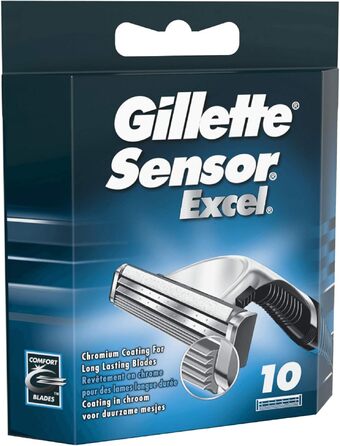 Смінні леза для чоловічих бритв Gillette Sensor Excel, 10 шт (набори по 3 шт), оригінальні
