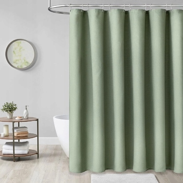 Штора для ванної шалфейного кольору з 12 кільцями, 1.8 x 2.0 м