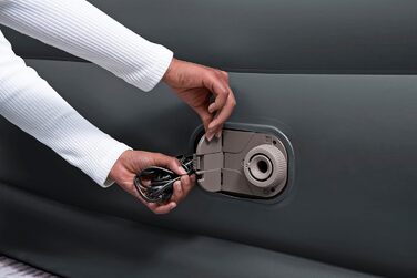 Надувний матрац Novaluxe з електронасосом та подушкою, сірий 203x152x56 см