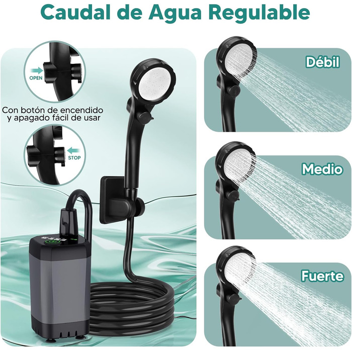 Портативна душова кабіна ShinePick для кемпінгу, 3000 mAh, LED-дисплей, 3 режими, водонепроникна IPX7, для кемпінгу, відпочинку на природі, авто та тварин