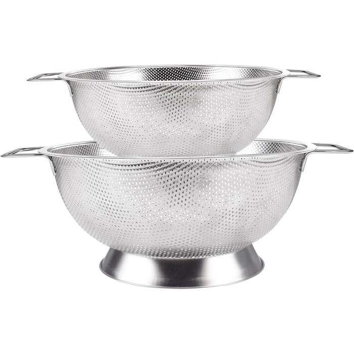 Ситечко кухонне YC Kitchen з нержавіючої сталі, 2 шт. (22.5 см та 28.5 см), для приготування пасти та інших продуктів