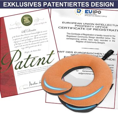 Подушка для шиї у подорожах Buyue, 360° обертання, для тривалих перельотів, комплект з маскою для сну та берушами (для дорослих, до 45 кг)