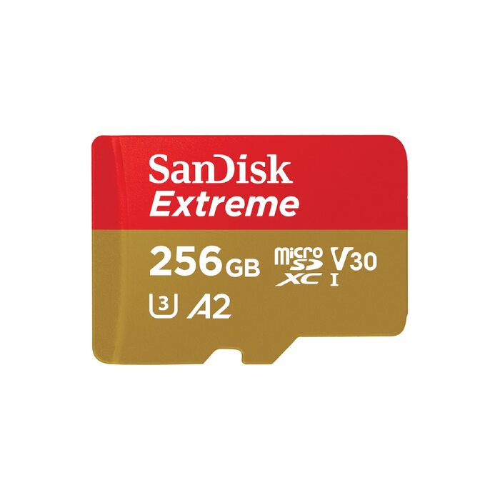 Карта пам'яті SanDisk Extreme 256GB microSDXC UHS-I з адаптером, швидкість читання до 190 МБ/с