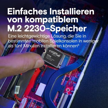 SSD Crucial P310 1TB M.2 2230 PCIe Gen4 NVMe - до 7100 МБ/с, сумісний зі Steam Deck, ASUS ROG Ally, MSI Claw та Microsoft Surface