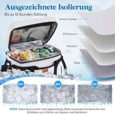Lifewit Cooler Bag Foldable Picnic Bag for Food & Drinks, Portable Ice Bag for Men, Women, Insulated Thermal Bag for Work, Picnics, Camping (40L, Silk Grey)