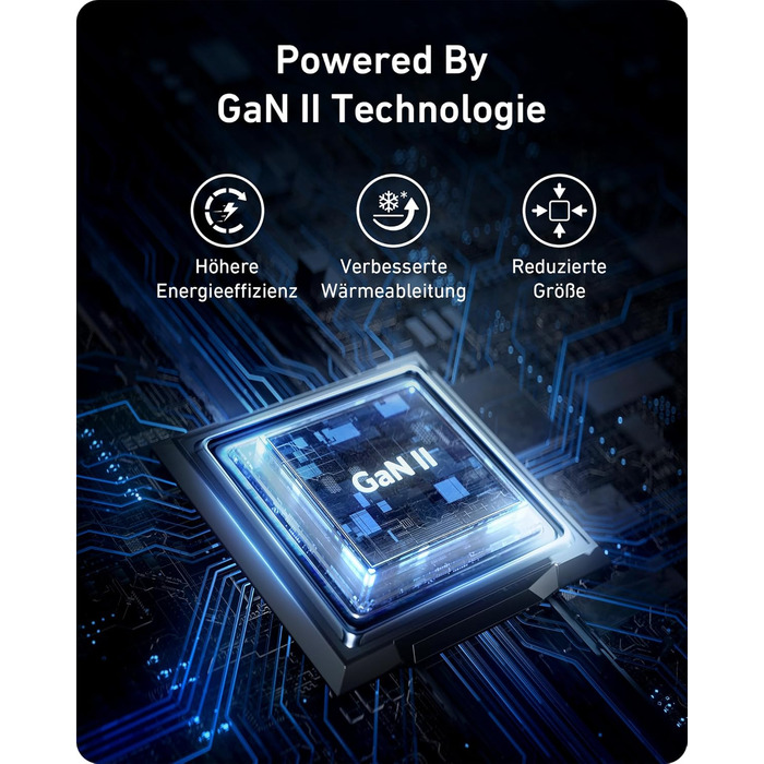 Зарядний пристрій Anker Nano II 100W: 3 порти USB-C для MacBook Pro/Air, iPad, Pixelbook, Galaxy, iPhone, ThinkPad, чорний