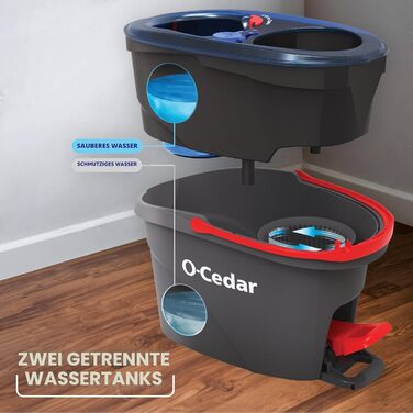 O-Cedar EasyWring Мікрофібра: Система для миття підлоги з віджимом, відро + 2 запасні наповнювачі
