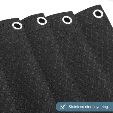 Шторка для душу Furlinic Textile Anti-Schimmel, водонепроникна, чорна, з 8 кільцями, 120x200 см. Тканина поліестер, для ванної кімнати