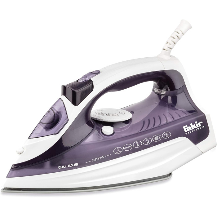 Праска Fakir Galaxis з парою, з кабелем, керамічна підошва, самоочищення, анти-крапельна та анти-накип функція, фіолетова, 2200 Вт