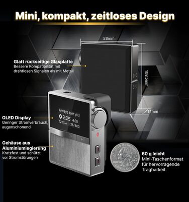 MP3-плеєр Hmusic P68 HiFi з кліпсою, Bluetooth, 16GB + карта пам'яті 128GB, підтримка DSD, Hi-Res аудіо