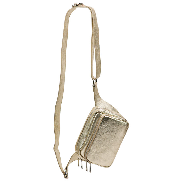 Сумка на пояс з натуральної шкіри для жінок та чоловіків Jisoo G412 (Золота)