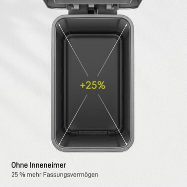 Відро для сміття EKO Madison 30L з винімним контейнером, м'яким закриттям кришки, стійке до відбитків пальців, нержавіюча сталь, прямокутне, з мішками для сміття 20 шт. (50L)