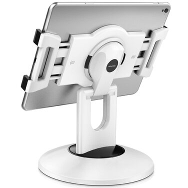 Тримач для планшета AboveTEK для iPad Pro, Air, Mini та POS-терміналів, підставка з двома затискачами та обертанням 360°, для столу та кухні, підходить для пристроїв від 6 до 13 дюймів (білий)