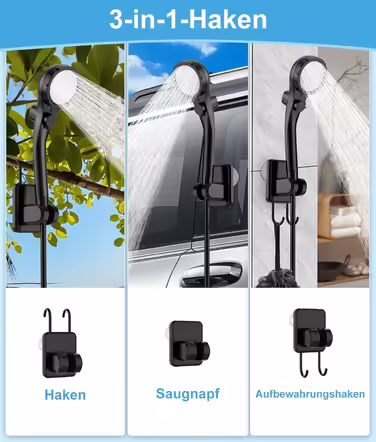 WADEO Portable Camping Shower Battery with Pump and Shower Bucket, Camping Shower with Rechargeable Battery, Mobile Shower Outdoor Showers with Shower Head, for Camping Trips, Garden, Hiking, Car Washing (Black, with 20L Container)