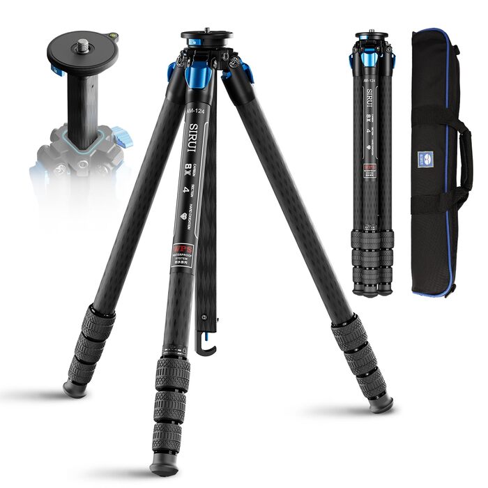 Штатив SIRUI AM124 Carbon з кульковою головкою AM01, легкий туристичний штатив, сумісний з Acra, водонепроникний, 159 см, навантаження 12 кг