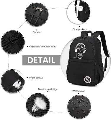 KONO Рюкзак для школи 3-в-1, Набір: рюкзак, сумка через плече, пенал, для ноутбука 15.6