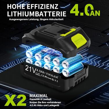 Акумуляторна висоторіз Kettensäge 2-в-1, 6/8 футів, телескопічна штанга, 2x4.0Ah акумулятор, автоматичне змащення, швидка заміна насадок, для обрізки дерев у саду