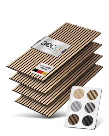 Акустичні стенові панелі з натурального дуба та чорного фетру, 120x60 см, набір 4 шт. — 3D панелі для шумоізоляції та оздоблення стін