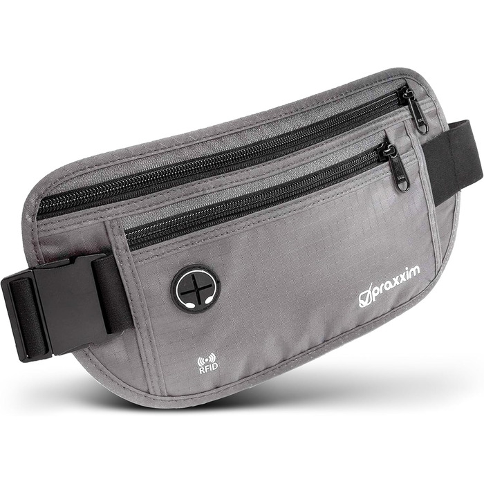 Чоловіча/жіноча поясна/поясна сумка для подорожей з захистом від злодіїв та RFID-захистом (сіра)