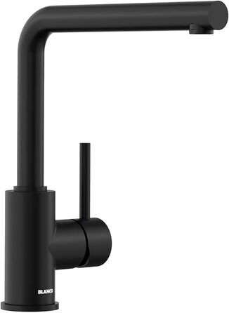 Кухонний змішувач BLANCO MILA чорного матового кольору, високого тиску, з керамічним картриджем та захистом від зворотного потоку води, економічний | Розміри: 10,5x25,5x27 см