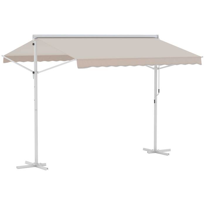 Outsunny Standmarkise Gartenmarkise 3x3m with Folding Arm and Crank, Beige, Ideal for Patio & Garden