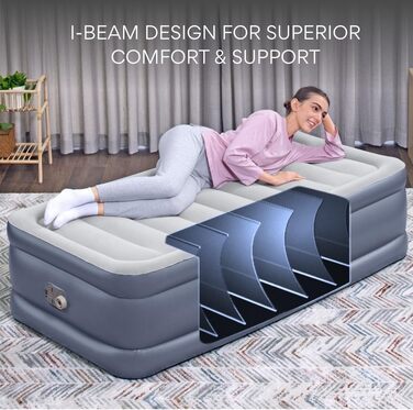 Надувний матрац Bestway TriTech XL Single з вбудованим електронасосом, 191x97x51 см, блакитний