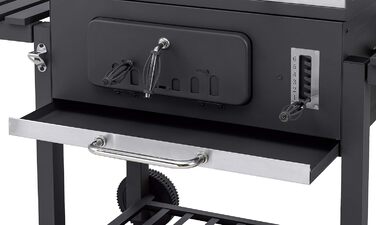Tepro charcoal grill with 2 sturdy carrying handles, easy-to-open lid including thermometer and ash catcher, dimensions approx. 67.5 x 43.3 x 45 cm, Black (Toronto XXL New)