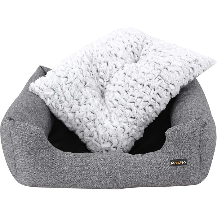 Feandrea Luxus Dog Bed, XL, Dog Cushion, made of Oxford fabric, with a non-slip bottom, 100 x 70 cm PGW28H (L 60 x W 50 x H 20 cm, Grey)